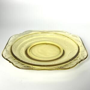 Vtg Indiana Glass Recollection Saucer 5.75" Yellow Madrid Depression Glass Clear